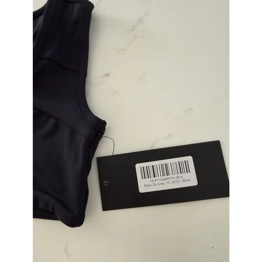 FIVE the label Black Zip-Front Girls' Athletic Tank Top